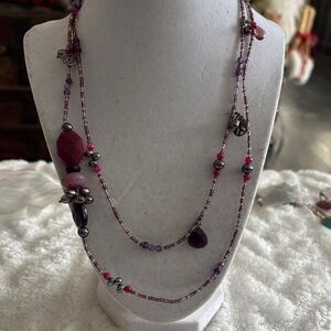 Silpada Multi-Strand Pink and Purple Beaded Necklace